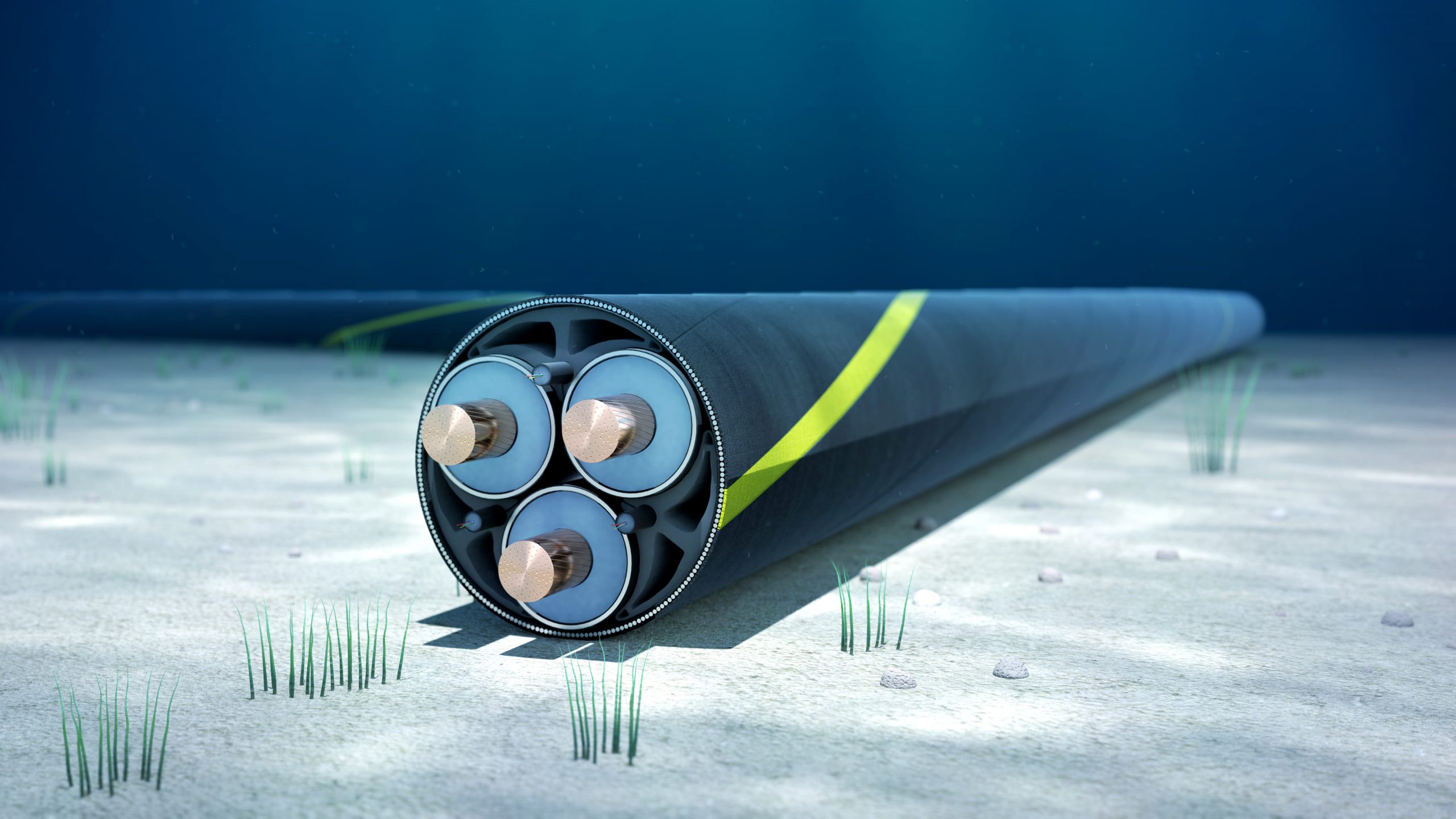 3d,Rendering,Of,A,Subsea,Cable,On,The,Seabed