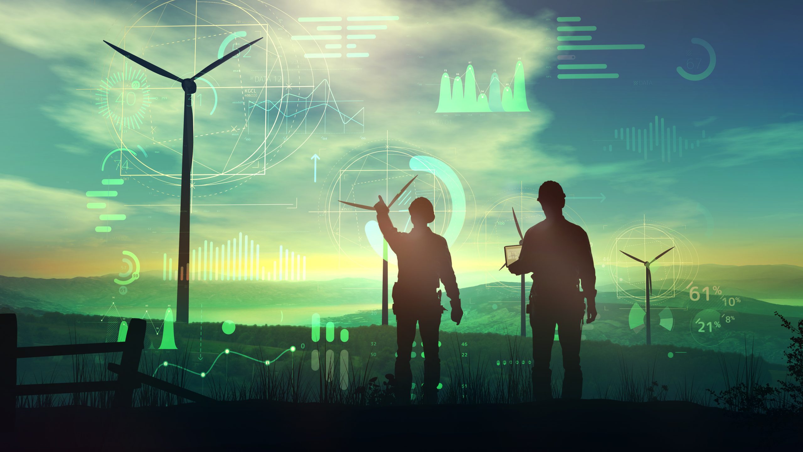 Engineers,Are,Watching,Over,The,Work,Of,Wind,Turbines,And