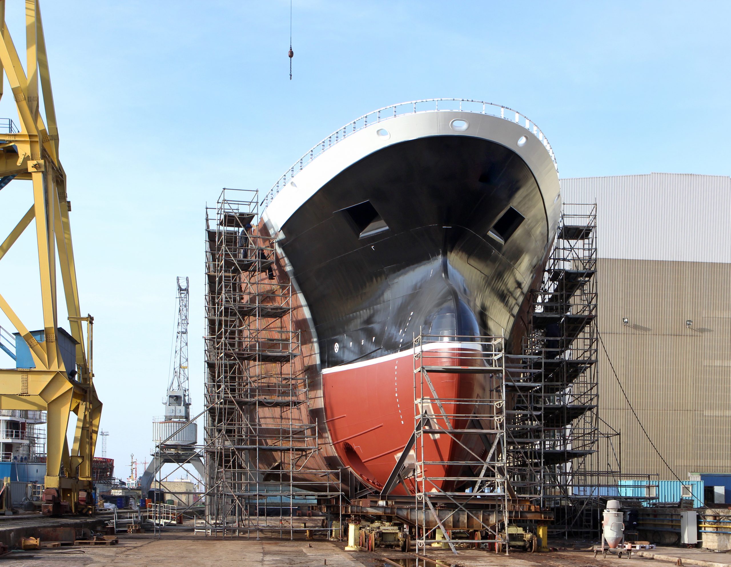 Hull,Of,Big,Ship,Under,Construction,At,Shipyard.,New,Big